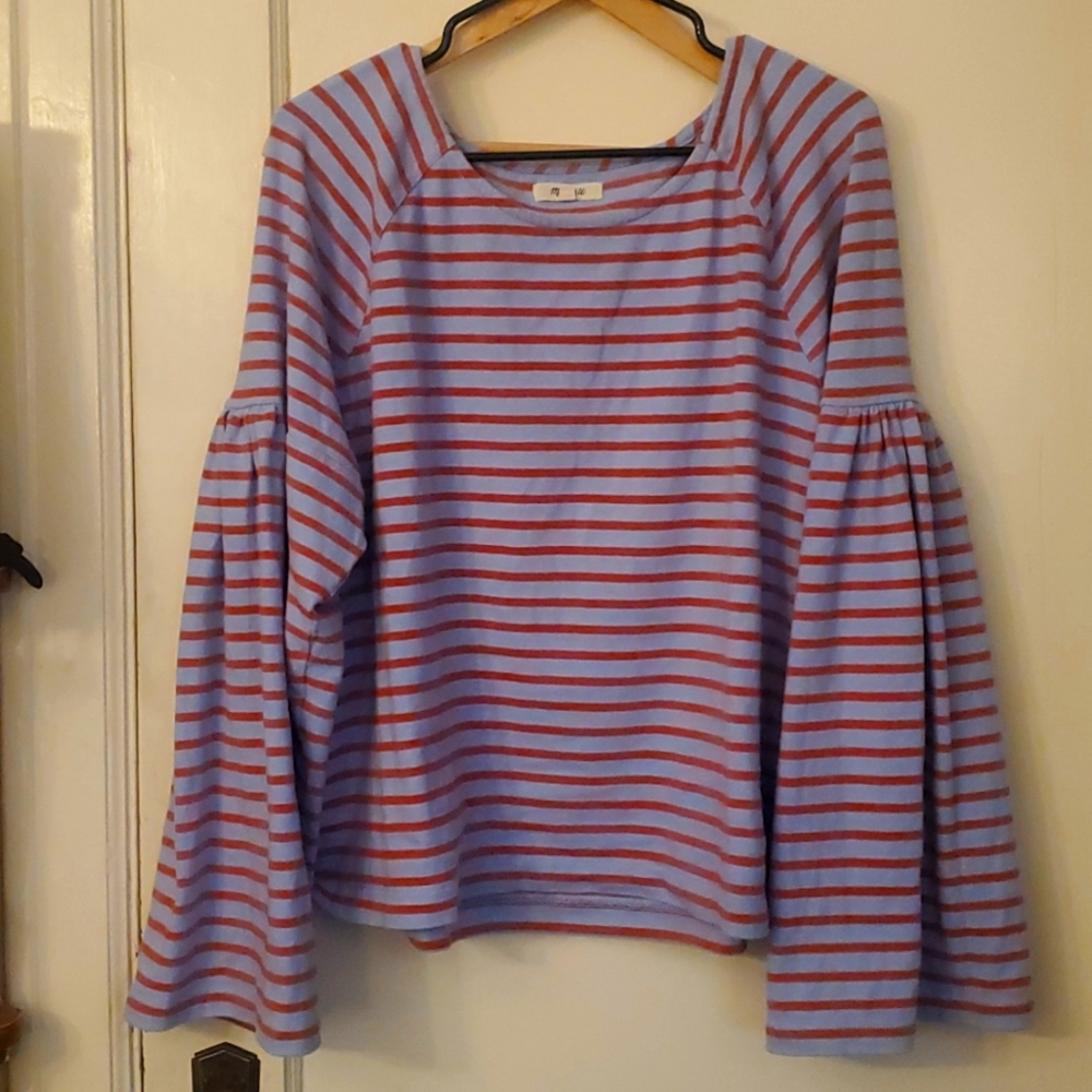 Madewell  blue and red striped sweatshirt/ long sleeve xxl